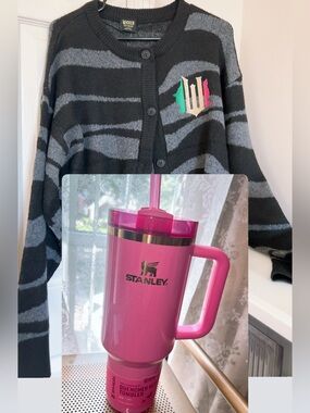 Wicked Bundle Set! Cute cozy Cardigan & Stanley Glinda 40oz Cup NWT
